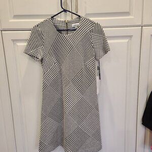 Calvin Klein black and white houndstooth dress